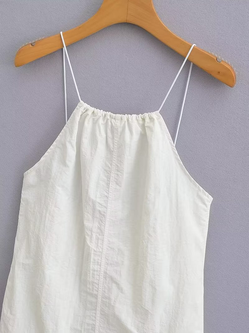 Women's Summer Women Clothing Sexy Halter White Nylon Short Dress