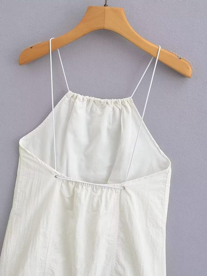 Women's Summer Women Clothing Sexy Halter White Nylon Short Dress