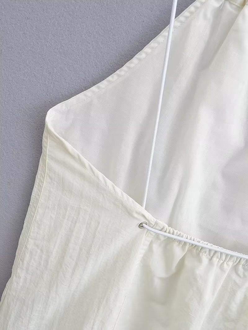 Women's Summer Women Clothing Sexy Halter White Nylon Short Dress