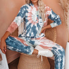 Casual Long-Sleeve Tie Dye Printed Suit Set