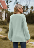 V-Neck Patchwork Long Sleeve Blouse
