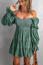 Women's Autumn Solid Color Waist Tight Pleated A Line Sexy Off Shoulder Dress