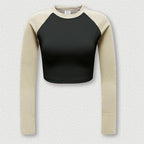 Women’s Color Block Raglan Long Sleeve Crop Top