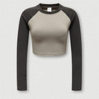 Women’s Color Block Raglan Long Sleeve Crop Top