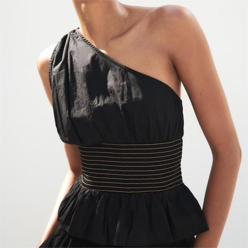 Women's Asymmetric One-Shoulder Lace-Up Top