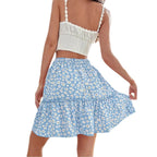 Women's Summer New Floral Print Wood Skirt