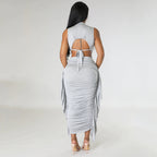 Women's Fringe Sleeveless Two-Piece Skirt Set