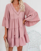 Summer New Lace Tassel Lace Patchwork Ruffled Dress