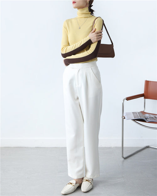 Contrast Color Double Sided Wear Worsted Sweater Autumn Winter Pile Collar Turtleneck Base Sweater Sweater Inner Wear