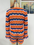Autumn Winter Stitching Knitwear Loose Color Round-Neck Striped Sweater Two-Piece Set