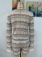 Autumn Winter Stitching Knitwear Loose Color Round-Neck Striped Sweater Two-Piece Set