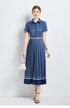 Elegant Pleated Waisted Midi Dress