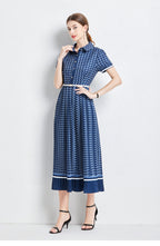 Elegant Pleated Waisted Midi Dress