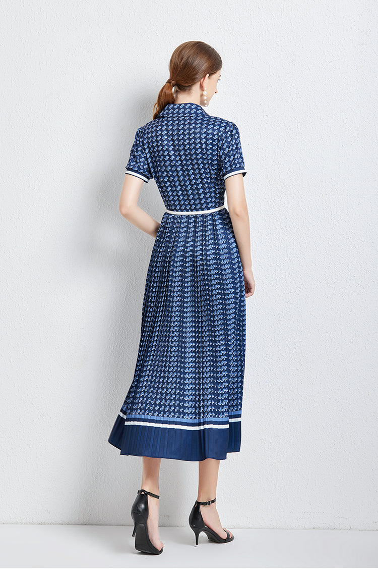Elegant Pleated Waisted Midi Dress