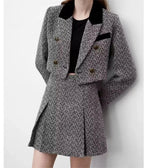 Women's Sweet Round Neck Herringbone Coordinated Two-Piece Set