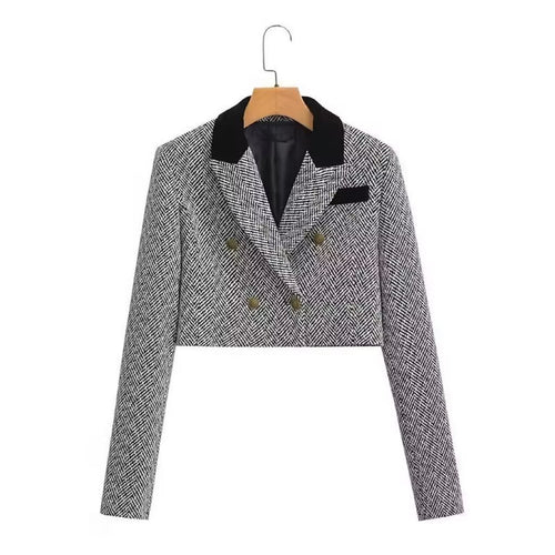 Women's Sweet Round Neck Herringbone Coordinated Two-Piece Set