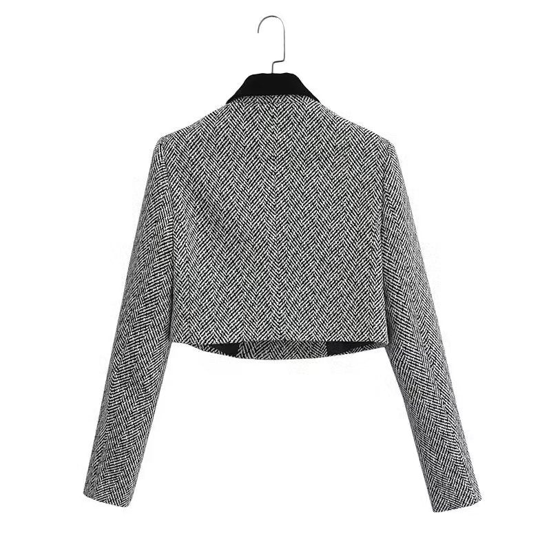 Women's Sweet Round Neck Herringbone Coordinated Two-Piece Set