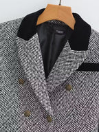 Women's Sweet Round Neck Herringbone Coordinated Two-Piece Set