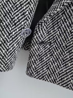 Women's Sweet Round Neck Herringbone Coordinated Two-Piece Set