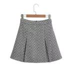 Women's Sweet Round Neck Herringbone Coordinated Two-Piece Set