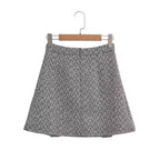 Women's Sweet Round Neck Herringbone Coordinated Two-Piece Set