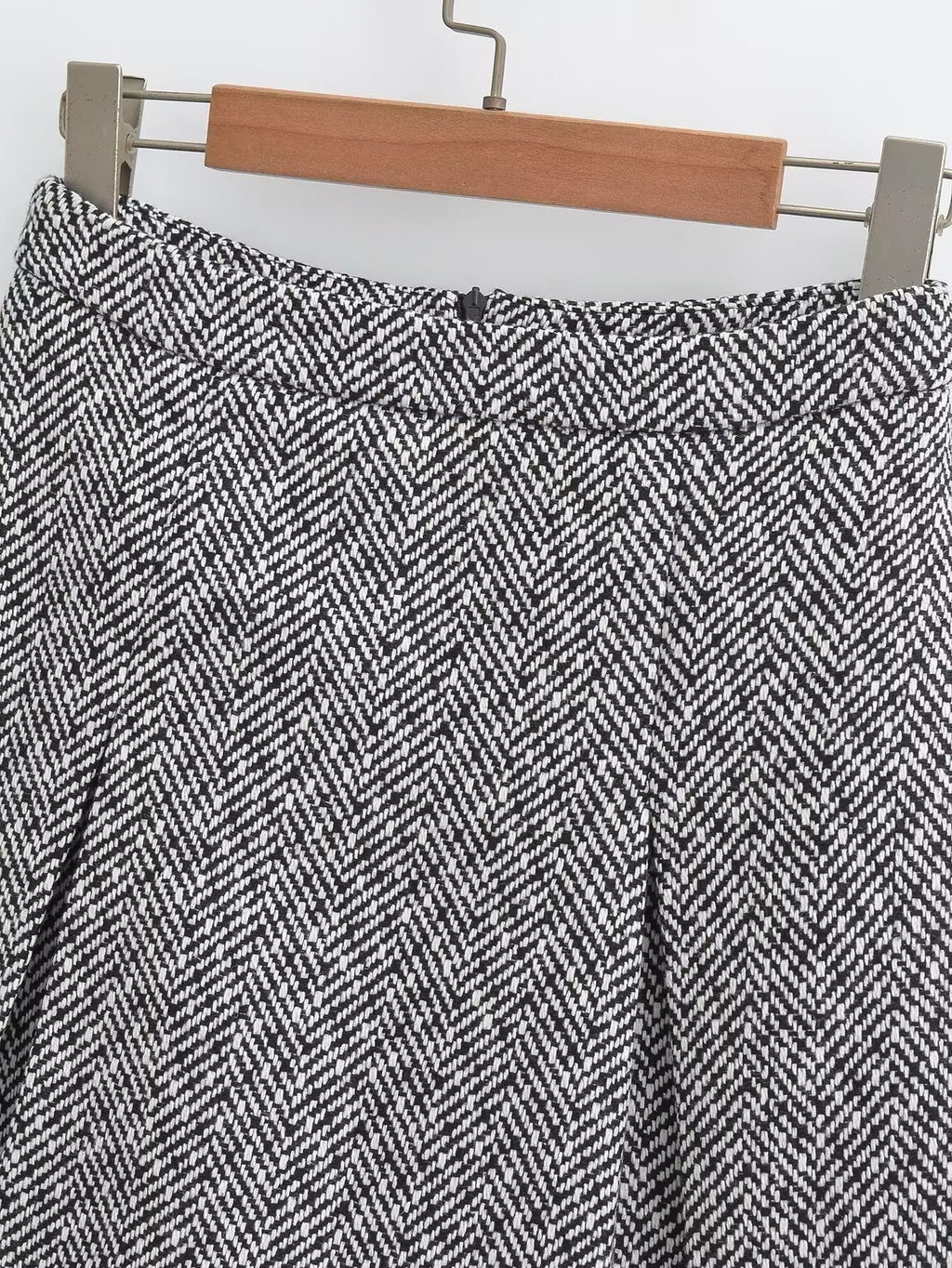 Women's Sweet Round Neck Herringbone Coordinated Two-Piece Set