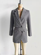 Women's French Casual Small Plaid Coordinated Two-Piece Set