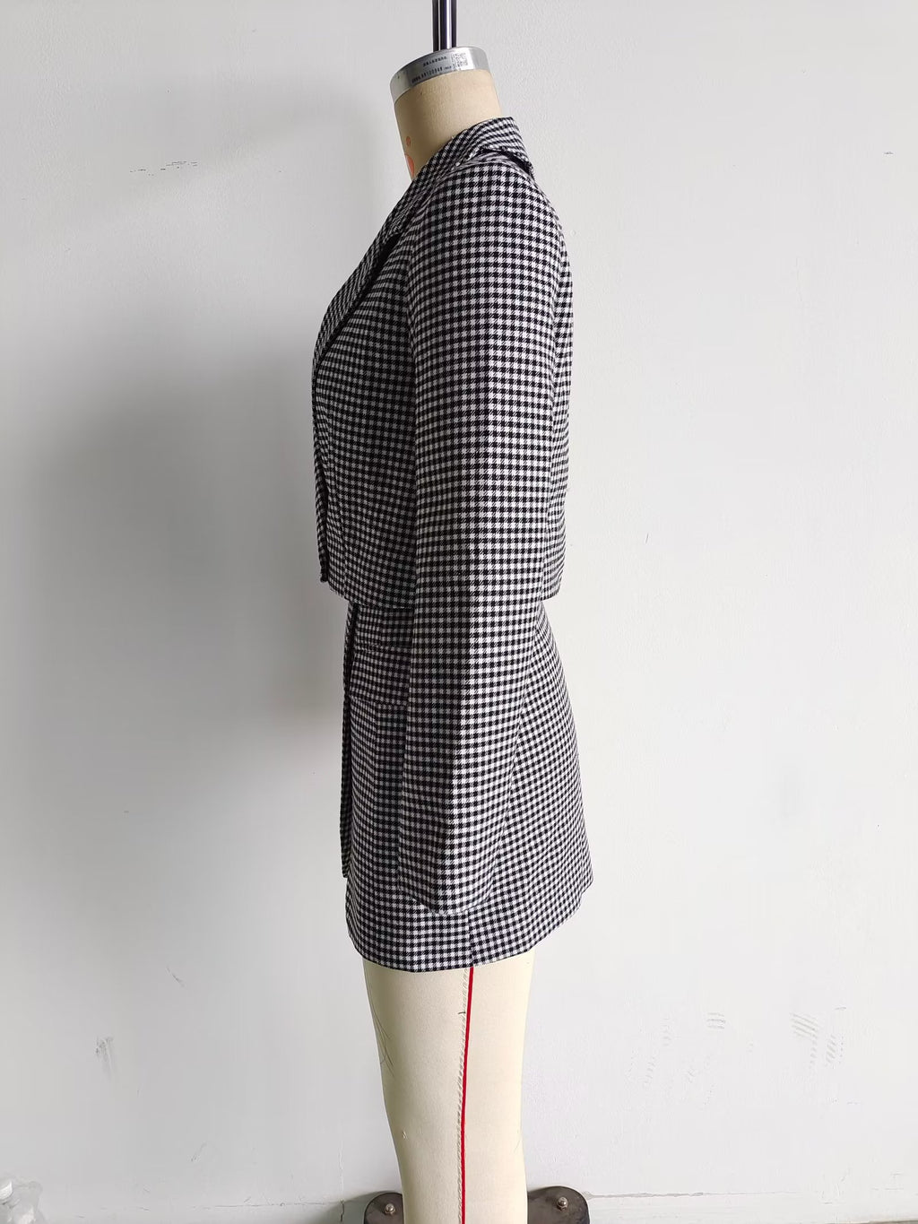 Women's French Casual Small Plaid Coordinated Two-Piece Set