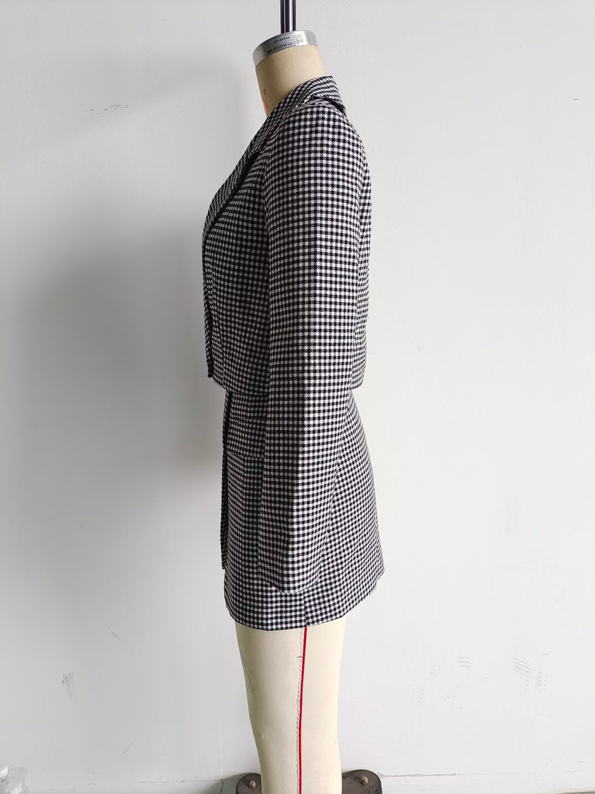 Women's French Casual Small Plaid Coordinated Two-Piece Set