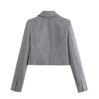 Women's French Casual Small Plaid Coordinated Two-Piece Set