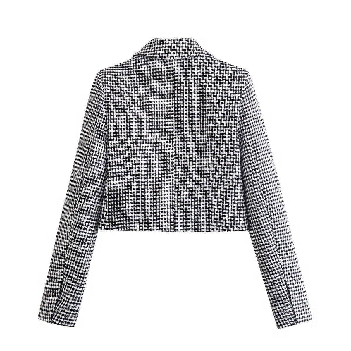 Women's French Casual Small Plaid Coordinated Two-Piece Set