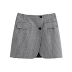 Women's French Casual Small Plaid Coordinated Two-Piece Set