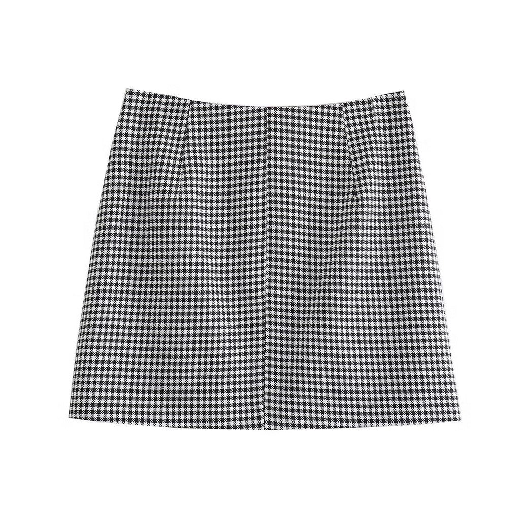 Women's French Casual Small Plaid Coordinated Two-Piece Set