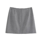 Women's French Casual Small Plaid Coordinated Two-Piece Set