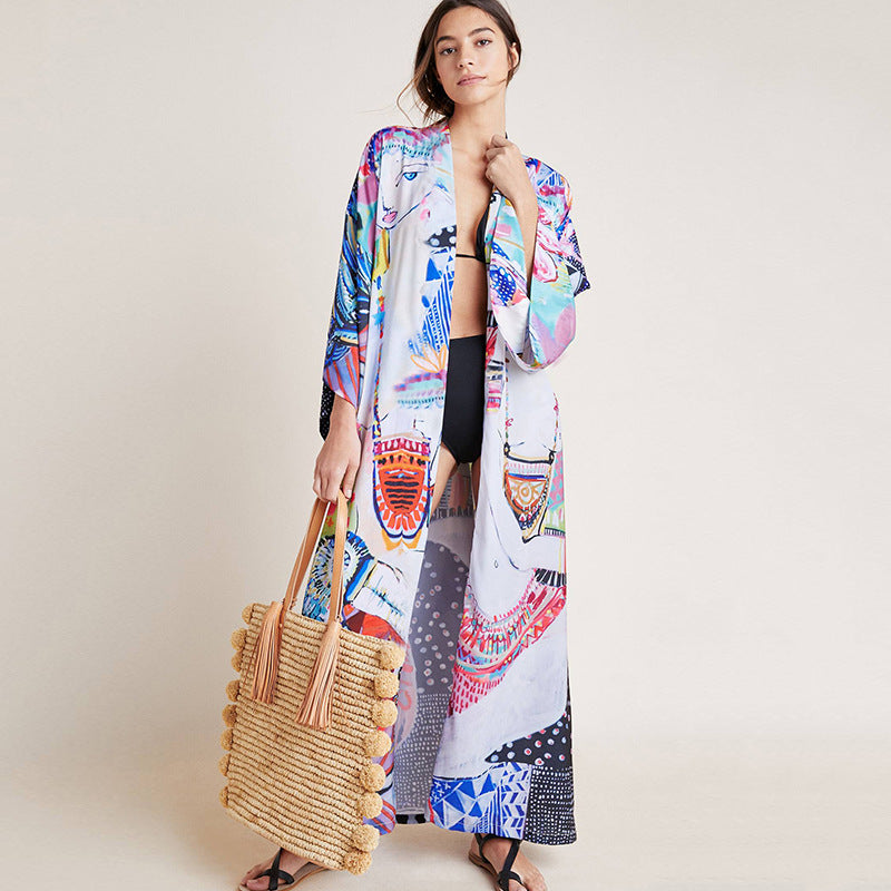 Rayon Printed Cover Up Swimwear