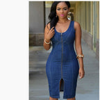 Sleeveless Denim Bodycon Mini Dress