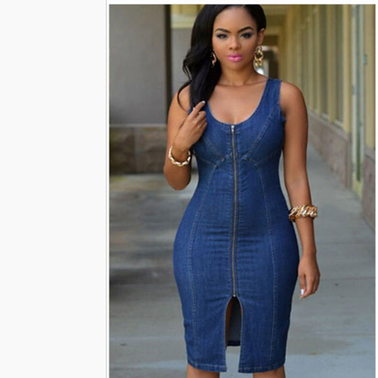 Sleeveless Denim Bodycon Mini Dress