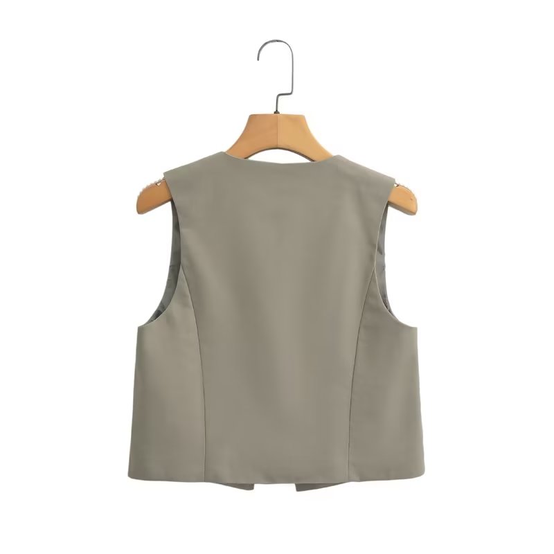 Women's Beaded Lace-Up Short Vest