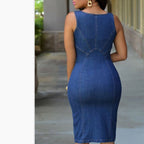 Sleeveless Denim Bodycon Mini Dress
