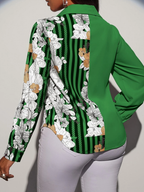 Women’s Floral Cutout Stitching Long Sleeve Blouse