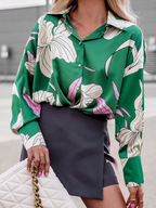 Women’s Floral Printed Collared Long Sleeve Shirt