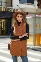 Plush Stitching Sleeveless Cardigan Vest