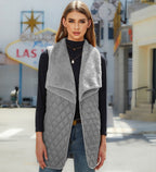 Plush Stitching Sleeveless Cardigan Vest