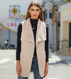 Plush Stitching Sleeveless Cardigan Vest