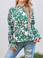 Women's Floral Ruffle Shirt – Long-Sleeve Casual Blouse