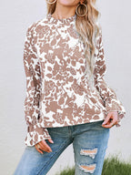 Women's Floral Ruffle Shirt – Long-Sleeve Casual Blouse