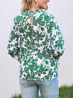 Women's Floral Ruffle Shirt – Long-Sleeve Casual Blouse
