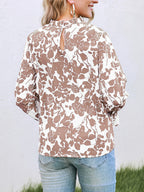 Women's Floral Ruffle Shirt – Long-Sleeve Casual Blouse