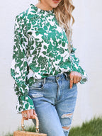 Women's Floral Ruffle Shirt – Long-Sleeve Casual Blouse