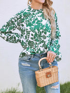 Women's Floral Ruffle Shirt – Long-Sleeve Casual Blouse